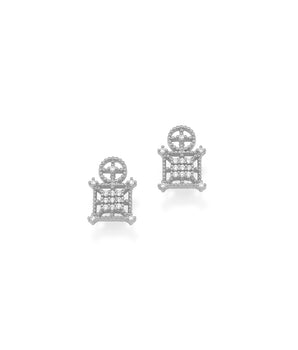 RHODIUM PLATED EARRING WITH ZIRCONIA