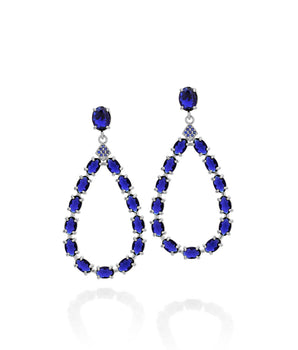 RHODIUM PLATED EARRING WITH CRYSTAL AND ZIRCONIA