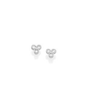 RHODIUM PLATED EARRING WITH ZIRCONIA
