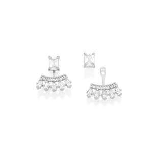 RHODIUM PLATED EARRING WITH ZIRCONIA