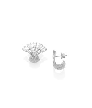 RHODIUM PLATED EARRING WITH ZIRCONIA