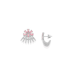 RHODIUM PLATED EARRING WITH ZIRCONIA