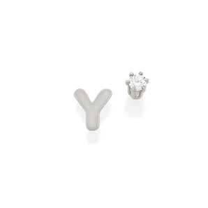 RHODIUM PLATED EARRING WITH ZIRCONIA