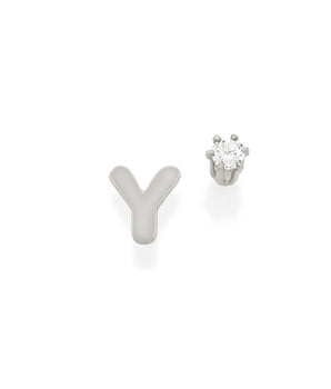 RHODIUM PLATED EARRING WITH ZIRCONIA