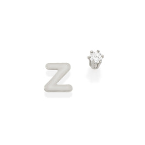 RHODIUM PLATED EARRING WITH ZIRCONIA