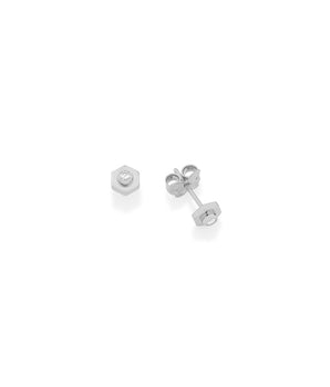 RHODIUM PLATED EARRING WITH ZIRCONIA