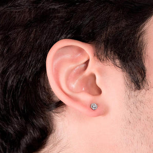 RHODIUM PLATED EARRING WITH ZIRCONIA