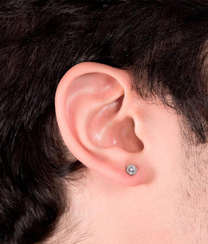 RHODIUM PLATED EARRING WITH ZIRCONIA