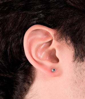RHODIUM PLATED EARRING WITH ZIRCONIA