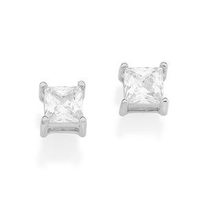 RHODIUM PLATED EARRING WITH ZIRCONIA