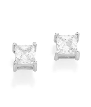 RHODIUM PLATED EARRING WITH ZIRCONIA