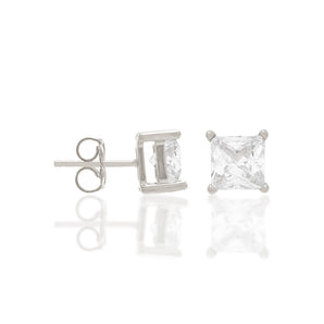 RHODIUM PLATED EARRING WITH ZIRCONIA