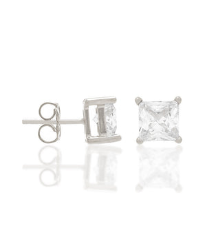 RHODIUM PLATED EARRING WITH ZIRCONIA