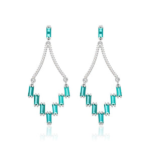 RHODIUM PLATED EARRING WITH CRYSTAL AND ZIRCONIA