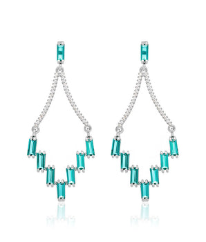 RHODIUM PLATED EARRING WITH CRYSTAL AND ZIRCONIA