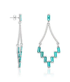 RHODIUM PLATED EARRING WITH CRYSTAL AND ZIRCONIA