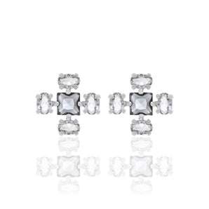 RHODIUM PLATED EARRING WITH CRYSTAL