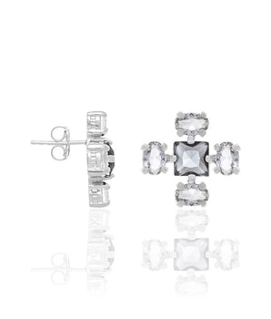 RHODIUM PLATED EARRING WITH CRYSTAL