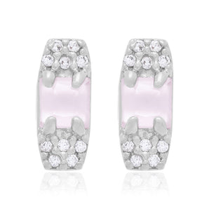 RHODIUM PLATED EARRING WITH CRYSTAL AND ZIRCONIA