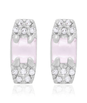 RHODIUM PLATED EARRING WITH CRYSTAL AND ZIRCONIA