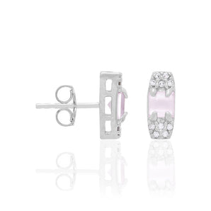 RHODIUM PLATED EARRING WITH CRYSTAL AND ZIRCONIA