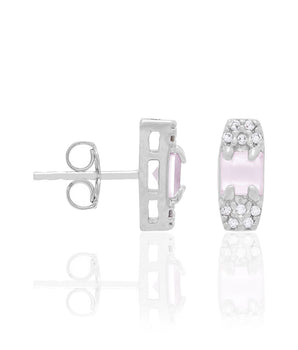 RHODIUM PLATED EARRING WITH CRYSTAL AND ZIRCONIA