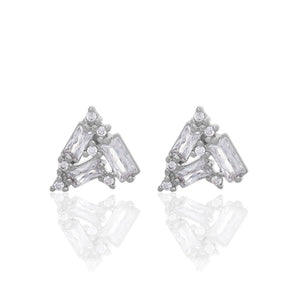 RHODIUM PLATED EARRING WITH ZIRCONIA
