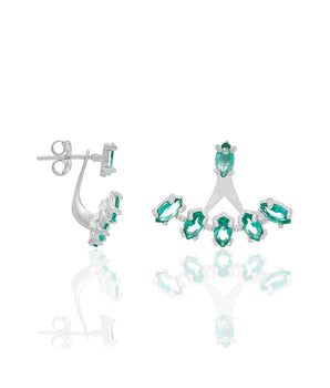 RHODIUM PLATED EARRING WITH CRYSTAL