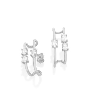 RHODIUM PLATED EARRING WITH ZIRCONIA