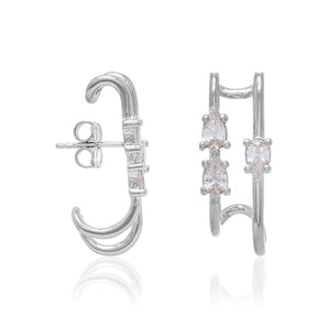 RHODIUM PLATED EARRING WITH ZIRCONIA