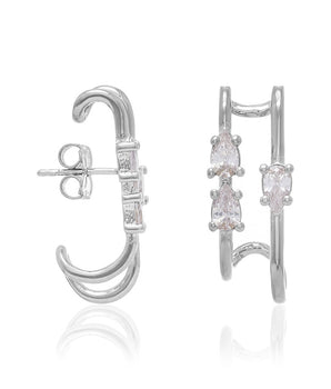 RHODIUM PLATED EARRING WITH ZIRCONIA