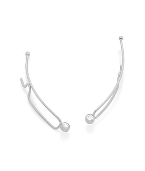 RHODIUM PLATED EARRING WITH ZIRCONIA
