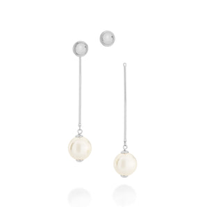 RHODIUM PLATED EARRING WITH PEARL