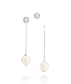 RHODIUM PLATED EARRING WITH PEARL