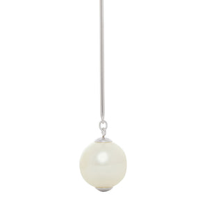 RHODIUM PLATED EARRING WITH PEARL