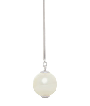 RHODIUM PLATED EARRING WITH PEARL