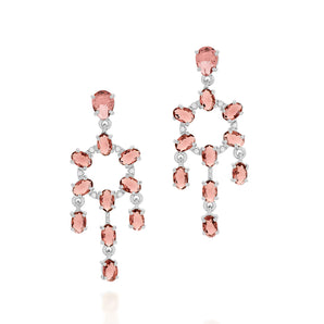 RHODIUM PLATED EARRING WITH CRYSTAL AND STONE