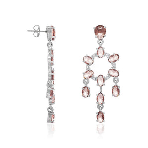 RHODIUM PLATED EARRING WITH CRYSTAL AND STONE