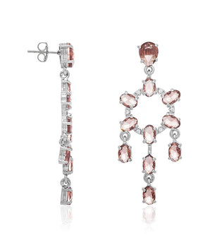RHODIUM PLATED EARRING WITH CRYSTAL AND STONE