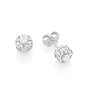 RHODIUM PLATED EARRING WITH ZIRCONIA