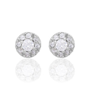 RHODIUM PLATED EARRING WITH ZIRCONIA