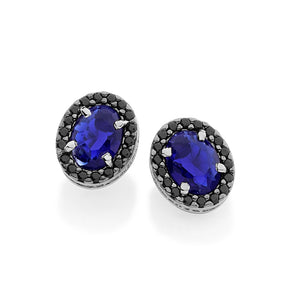 RHODIUM PLATED EARRING WITH CRYSTAL AND STONE