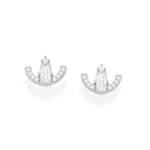 RHODIUM PLATED EARRING WITH ZIRCONIA