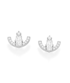 RHODIUM PLATED EARRING WITH ZIRCONIA