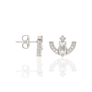 RHODIUM PLATED EARRING WITH ZIRCONIA