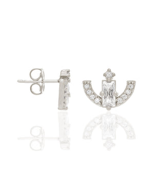 RHODIUM PLATED EARRING WITH ZIRCONIA