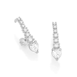 RHODIUM PLATED EARRING WITH ZIRCONIA
