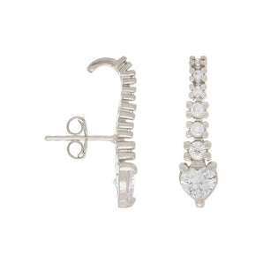 RHODIUM PLATED EARRING WITH ZIRCONIA