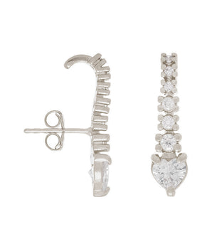 RHODIUM PLATED EARRING WITH ZIRCONIA
