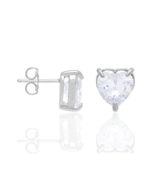 RHODIUM PLATED EARRING WITH ZIRCONIA